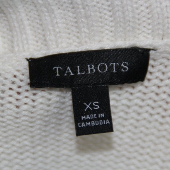 Talbots Vest Women's XS Cable Knit Ivory Pullover V-Neck Fisherman Sweater - Picture 5 of 5